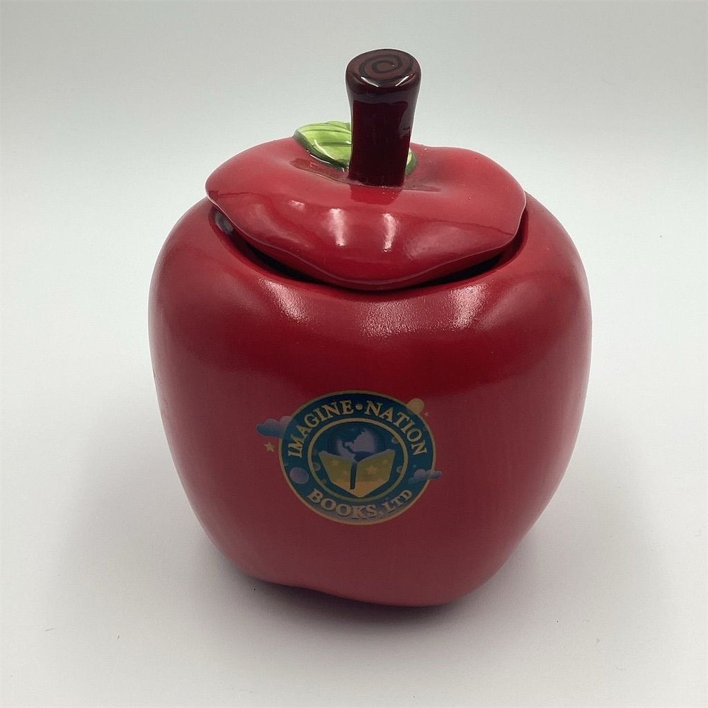 Ceramic Red Apple Jar with Lid Inspirational Office Decor